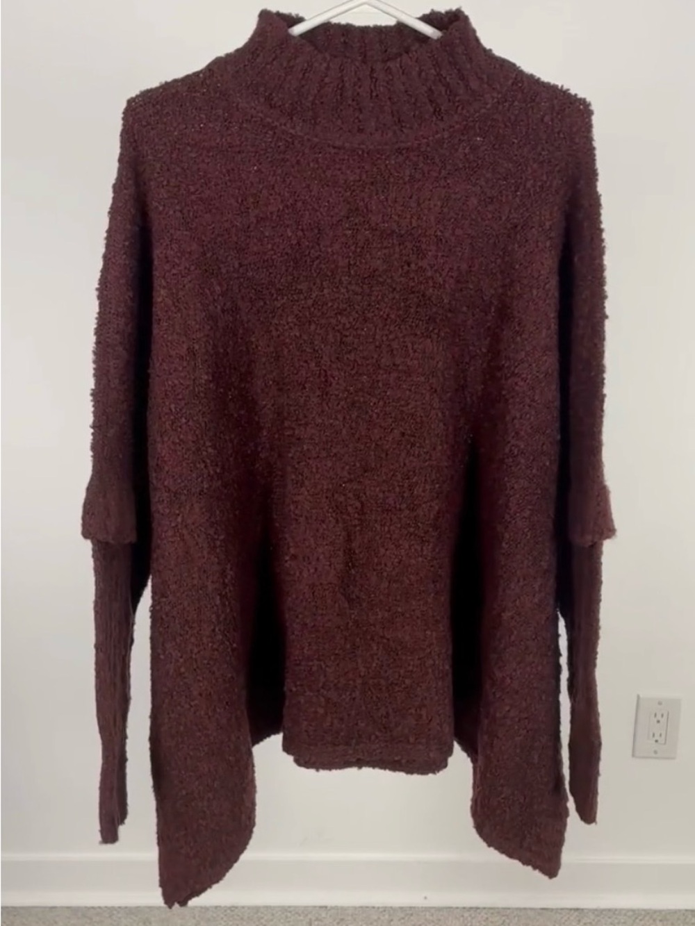 NWT DESIGN LAB Burgundy Sleeved Poncho Style Sweater